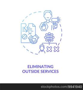 Eliminating outside services concept icon. Cost reduction strategy idea thin line illustration. Company improvement. Value chain components. Profit grow. Vector isolated outline RGB color drawing. Eliminating outside services concept icon