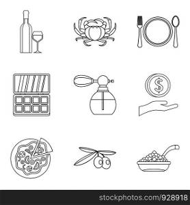 Elite place icons set. Outline set of 9 elite place vector icons for web isolated on white background. Elite place icons set, outline style