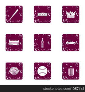 Elite sport icons set. Grunge set of 9 elite sport vector icons for web isolated on white background. Elite sport icons set, grunge style