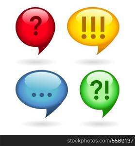 Ellipsis, exclamation, question marks iconset isolated vector illustration