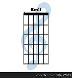 Em11  guitar chord icon. Basic guitar chord vector illustration symbol design