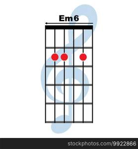Em6 guitar chord icon. Basic guitar chord vector illustration symbol design