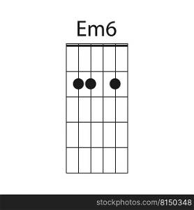 Em6 guitar chord icon vector illustration design
