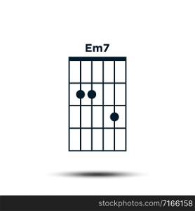 Em7, Basic Guitar Chord Chart Icon Vector Template