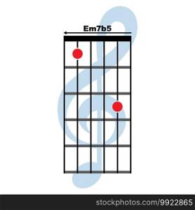 Em7b5  guitar chord icon. Basic guitar chord vector illustration symbol design