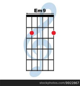 Em9  guitar chord icon. Basic guitar chord vector illustration symbol design
