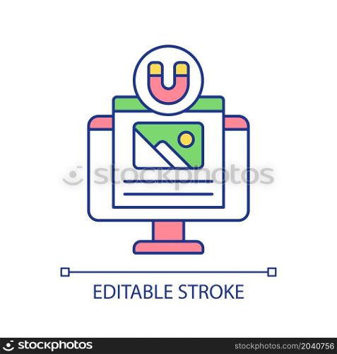 Email advertising campaign RGB color icon. Communicating with customers online. Presenting product strategy. Isolated vector illustration. Simple filled line drawing. Editable stroke. Email advertising campaign RGB color icon