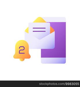 Email alert vector flat color icon. Message on smartphone screen. Mobile banking app notification. E mail from e bank application. Cartoon style clip art for mobile app. Isolated RGB illustration. Email alert vector flat color icon