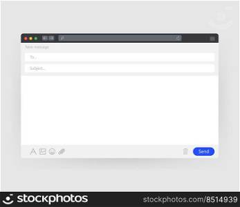 Email blank template internet. Interface for mail message. Vector illustration. Email blank template internet. Interface for mail message. Vector illustration.
