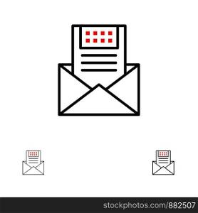 Email, Communication, Emails, Envelope, Letter, Mail, Message Bold and thin black line icon set