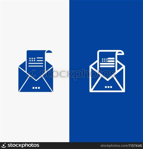 Email, Envelope, Greeting, Invitation, Mail Line and Glyph Solid icon Blue banner Line and Glyph Solid icon Blue banner