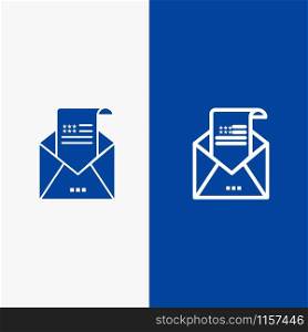 Email, Envelope, Greeting, Invitation, Mail Line and Glyph Solid icon Blue banner Line and Glyph Solid icon Blue banner