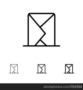 Email, Envelope, Mail, Message, Sent Bold and thin black line icon set