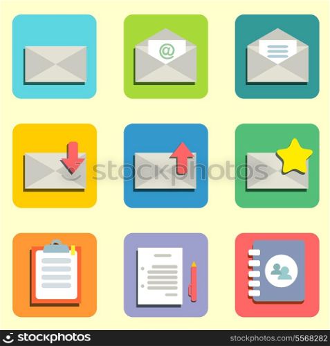 Email flat icons set for design vector illustration
