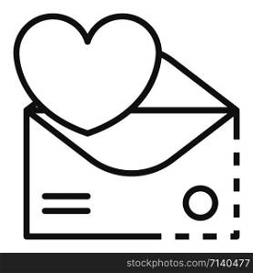 Email heart inbox icon. Outline email heart inbox vector icon for web design isolated on white background. Email heart inbox icon, outline style