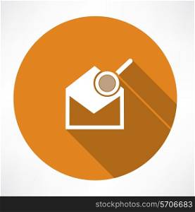 Email icon and magnifying glass. Flat modern style vector illustration
