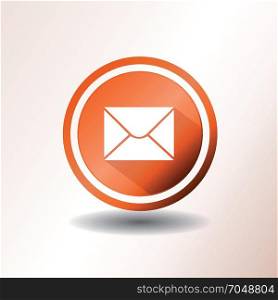 Email Icon In Flat Design. Illustration of a flat design email contact support icon on orange and grey background