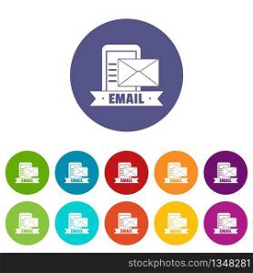 Email icons color set vector for any web design on white background. Email icons set vector color