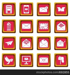 Email icons set in pink color isolated vector illustration for web and any design. Email icons pink