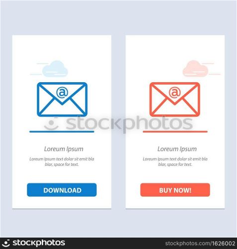 Email, Inbox, Mail  Blue and Red Download and Buy Now web Widget Card Template