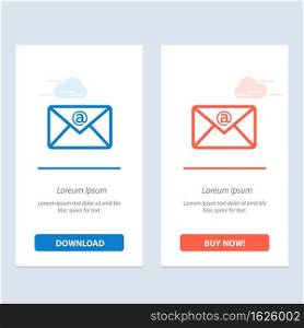 Email, Inbox, Mail  Blue and Red Download and Buy Now web Widget Card Template