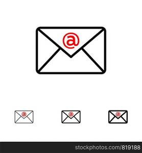 Email, Inbox, Mail Bold and thin black line icon set
