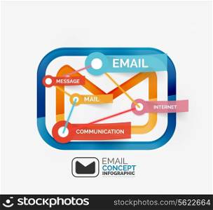 Email infographic concept with tags on stickers - modern flat line art design