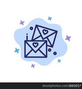 Email, Love, Glasses, Wedding Blue Icon on Abstract Cloud Background