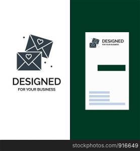 Email, Love, Glasses, Wedding Grey Logo Design and Business Card Template