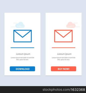 Email, Mail, Message  Blue and Red Download and Buy Now web Widget Card Template