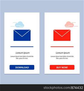 Email, Mail, Message Blue and Red Download and Buy Now web Widget Card Template