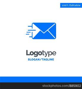 Email, Mail, Message Blue Solid Logo Template. Place for Tagline