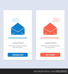 Email, Mail, Message, Open  Blue and Red Download and Buy Now web Widget Card Template