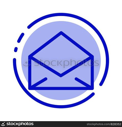 Email, Mail, Message, Open Blue Dotted Line Line Icon