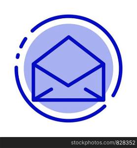 Email, Mail, Message, Open Blue Dotted Line Line Icon