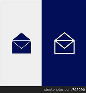 Email, Mail, Message, Open Line and Glyph Solid icon Blue banner Line and Glyph Solid icon Blue banner