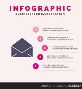 Email, Mail, Message, Open Solid Icon Infographics 5 Steps Presentation Background