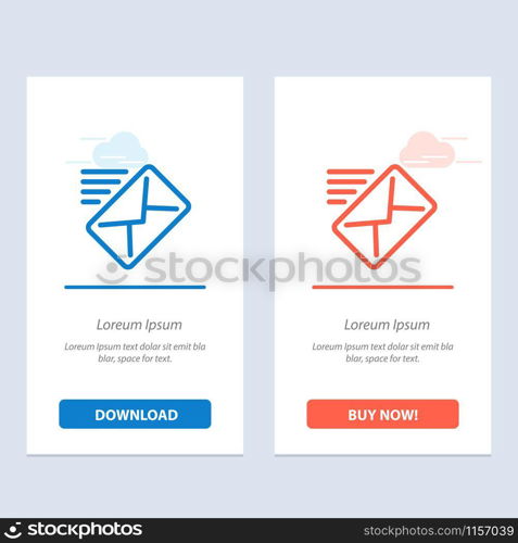 Email, Mail, Message, Sent Blue and Red Download and Buy Now web Widget Card Template