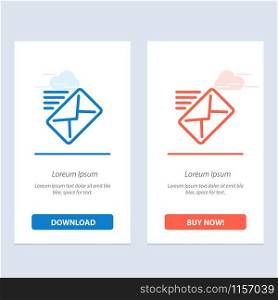 Email, Mail, Message, Sent Blue and Red Download and Buy Now web Widget Card Template