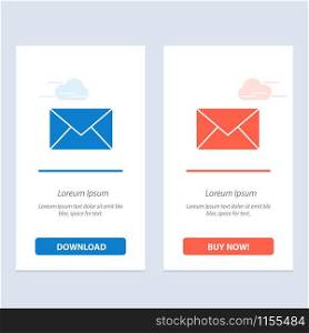 Email, Mail, Message, Sms Blue and Red Download and Buy Now web Widget Card Template