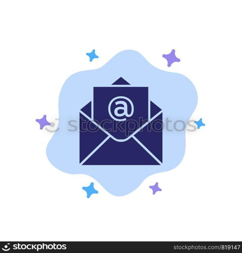 Email, Mail, Open Blue Icon on Abstract Cloud Background