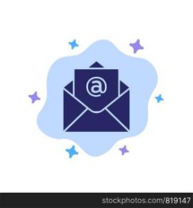 Email, Mail, Open Blue Icon on Abstract Cloud Background