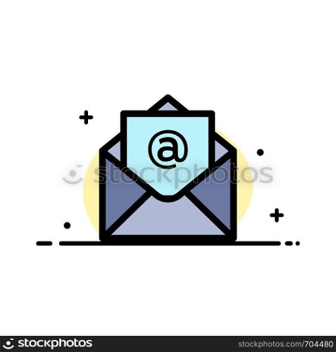 Email, Mail, Open Business Flat Line Filled Icon Vector Banner Template