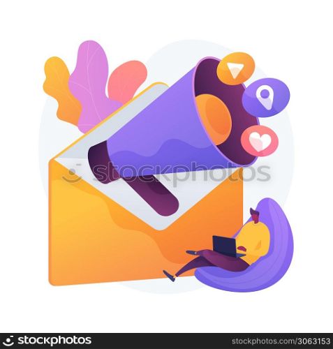 Email marketing abstract concept vector illustration. Email newsletter service, personalized message, connect with a customer, automated sending tool, permission based marketing abstract metaphor.. Email marketing abstract concept vector illustration.