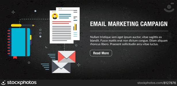 Email marketing c&aign, banner internet with icons in vector. Web banner template for website, banner internet for mobile design and social media app.Business and communication layout with icons.