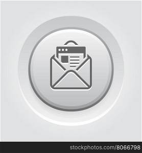 Email Marketing Icon. Grey Button Design.. Email Marketing Icon. Grey Button Design. Isolated Illustration. App Symbol or UI element. Envelope with message.
