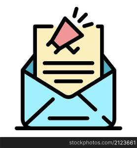 Email marketing icon. Outline email marketing vector icon color flat isolated. Email marketing icon color outline vector