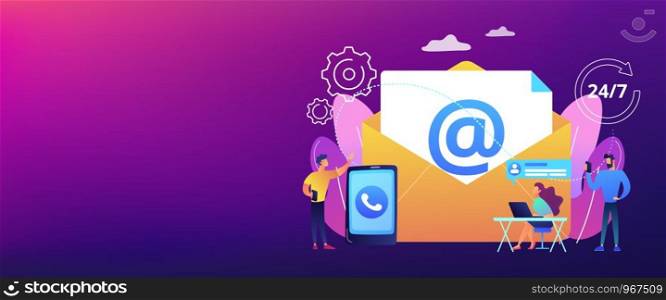 Email marketing, Internet chatting, 24 hours support. Get in touch, initiate contact, contact us, feedback online form, talk to customers concept. Header or footer banner template with copy space.. Get in touch concept banner header.