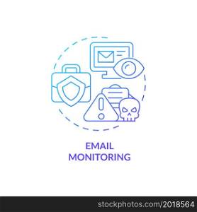 Email monitoring blue gradient concept icon. Tracking messages for work safety control. Employee monitoring abstract idea thin line illustration. Vector isolated outline color drawing. Email monitoring blue gradient concept icon