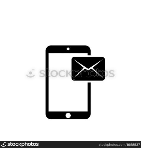 Email Notification on Smartphone Screen. Flat Vector Icon illustration. Simple black symbol on white background. Email Notification on Smartphone sign design template for web and mobile UI element. Email Notification on Smartphone Screen. Flat Vector Icon illustration. Simple black symbol on white background. Email Notification on Smartphone sign design template for web and mobile UI element.